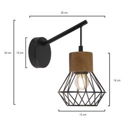 Aplique Antibes Negro Y Madera 1 X 60W E-27
