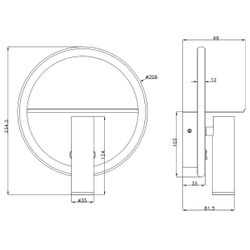 Aplique Led Palmer Negro Led 8W 470Lm 3000K