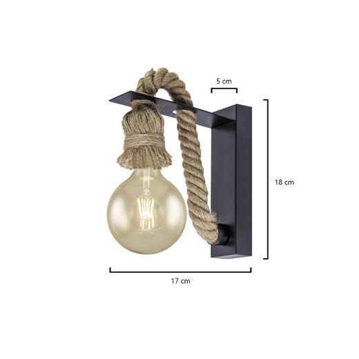 Aplique Rope Negro 1 X 60W E-27