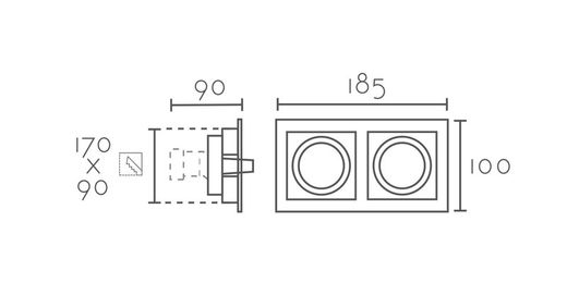 Lámpara empotrable ARO RCGUR62-WH Lumiere Largo 18.50 Ancho 10 Alto 4.50