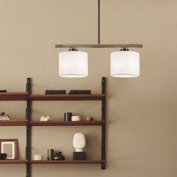 Barra 2L. Berta Negro/Madera 1 X 60W E-27