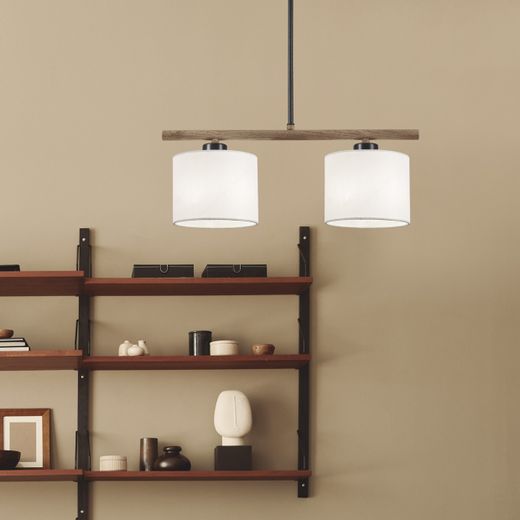 Barra 2L. Berta Negro/Madera 1 X 60W E-27