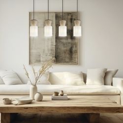 Barra 4L Aosta Beig/Madera 4 X 60W E-27