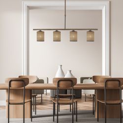 Barra 4L Berta Negro- Madera 4 X 60W E-27