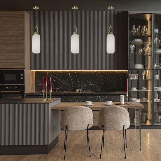 Colgante 1L Brit Latón - Opal 1 X 60W E-27