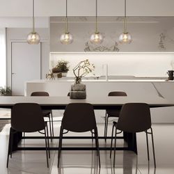 Colgante 1L.Cacela Negro-Ambar 1 X 60W E-27 - Tulipa 15Cm