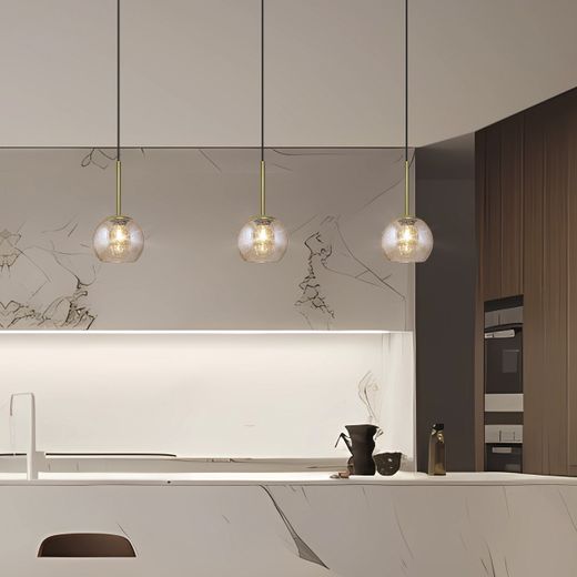 Colgante 1L.Cacela Negro-Ambar 1 X 60W E-27 - Tulipa 15Cm