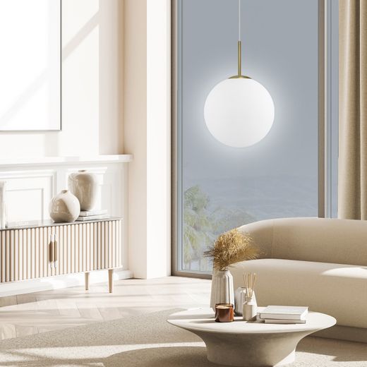 Colgante 1L.Portile Latón-Opal 1 X 40W E-14 - Tulipa 35Cm