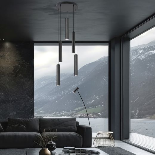 Colgante 8L. Antia Negro 8 X 40W Gu-10