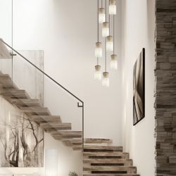 Colgante 8L Aosta Beig/Madera 8 X 60W E-27