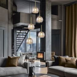 Colgante 8L.Cacela Negro-Ambar 8 X 60W E-27