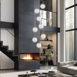 Colgante 8L.Portile Latón-Opal 8 X 40W E-14