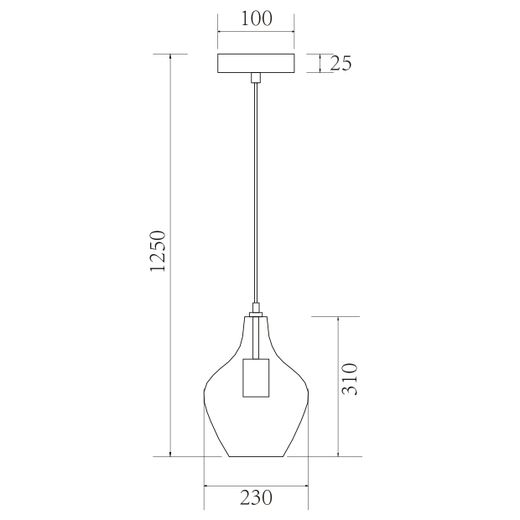 Colgante Aina Latón - Ambar 1 X 60W E-27