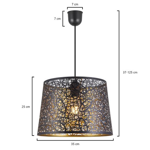 Colgante Grasse Negro-Oro 1 X 60W E-27