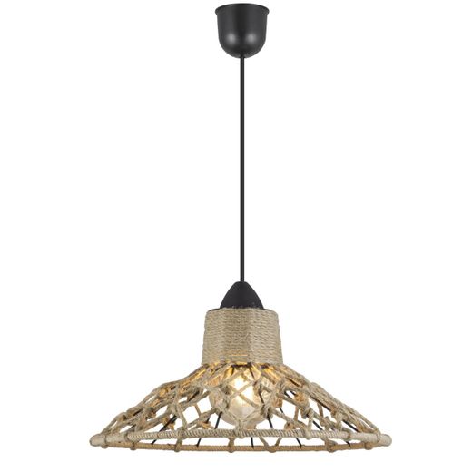 Colgante Korfu Negro-Cuerda 1 X 60W E-27