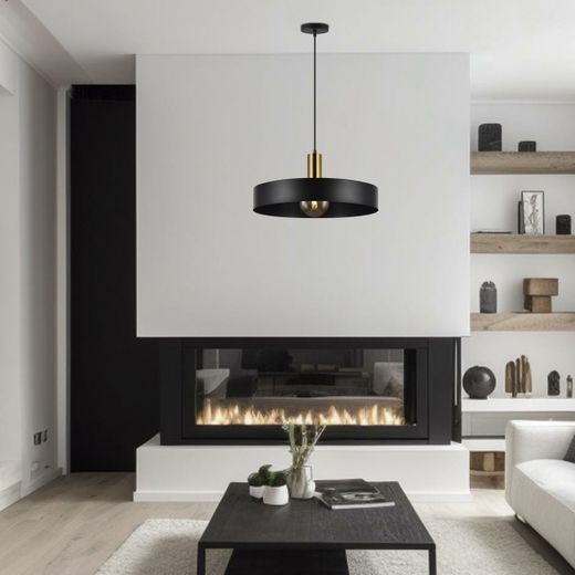 Colgante Uma Negro Y Latón 1 X 60W E-27