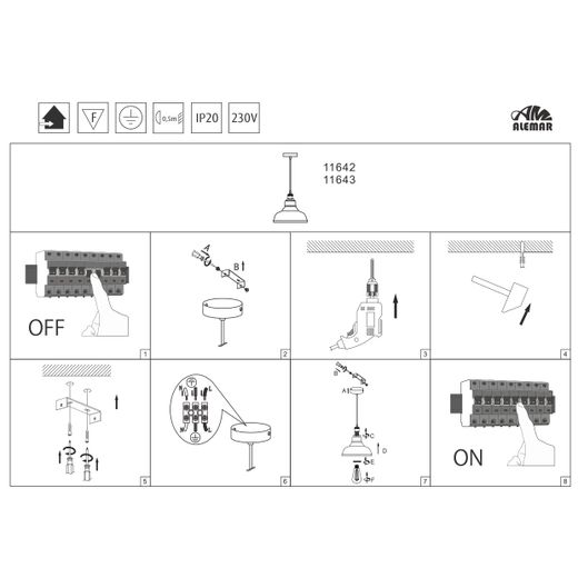 Colgante Umbria Latón - Ambar 1 X 60W E-27