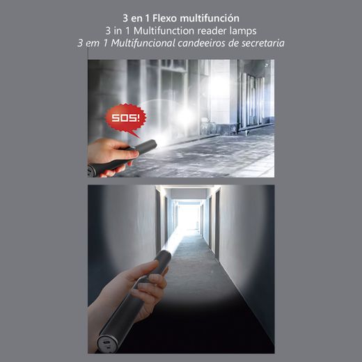 Flexo Led Aura Negro Led 8W 340Lm 3000-4000-6500K