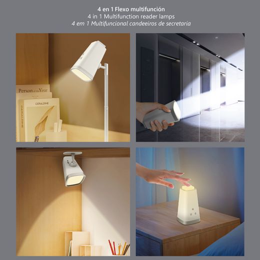 Flexo Led Kanie Blanco Led 6W 350Lm 3000-4100-6300K