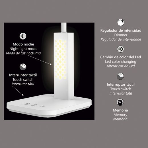 Flexo Led Morin Blanco Led 9W 530Lm 3000-3800-5700K