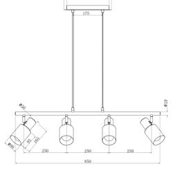 Lampara 4L Maena Negro-Latón 4 X 60W E-27