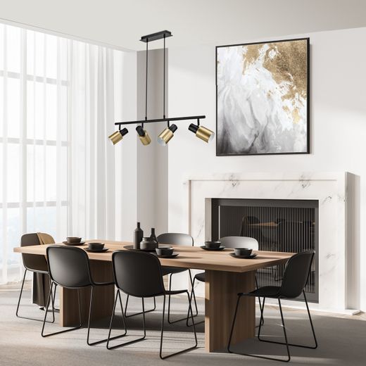 Lampara 4L Maena Negro-Latón 4 X 60W E-27