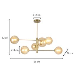 Lampara 6L.Galaxia Latón Ambar 6 X 28W G-9