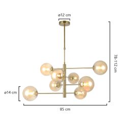 Lampara 8L Galaxia Latón Ambar 8 X 28W G-9