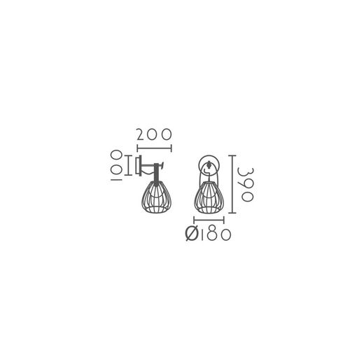 Aplique de pared MB2212-BK Lumiere Largo 20 Ancho 18 Alto 39