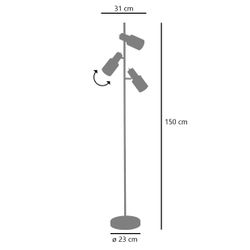 Pie Salon 3L.Maena Negro-Laton 3 X 40W E-14