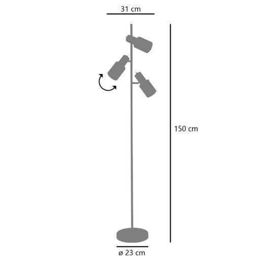 Pie Salon 3L.Maena Negro-Laton 3 X 40W E-14