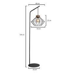 Pie Salon Antibes Negro-Madera 1 X 60W E-27