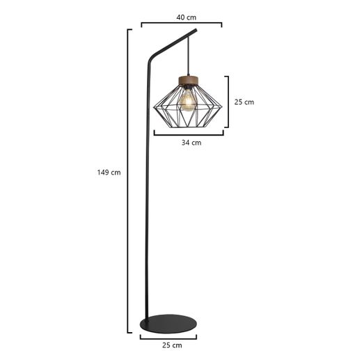 Pie Salon Antibes Negro-Madera 1 X 60W E-27