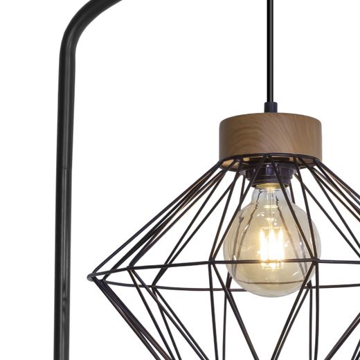 Pie Salon Antibes Negro-Madera 1 X 60W E-27