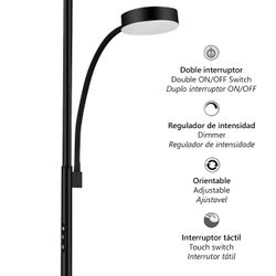 Pie Salon Elton Negro Led 25W+5W 2000Lm 4000/3000K