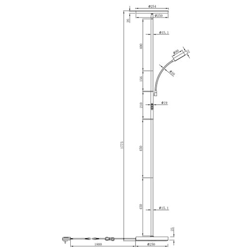 Pie Salon Elton Negro Led 25W+5W 2000Lm 4000/3000K