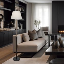 Pie Salon Kendal Negro-Latón 1 X 60W E-27