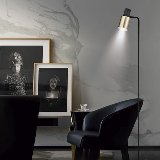 Pie Salon Maena Negro-Laton 1 X 40W E-14