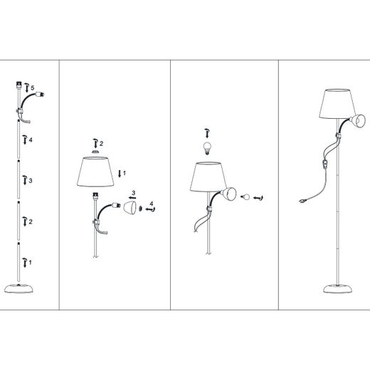 Pie Salon Sisto Negro 1 X 60W E-27 + 1 X 40W E-14
