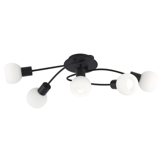Plafon 5L Opal Negro Mate 5 X 40W E-14