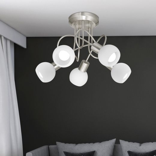 Plafon 5L Opal Niquel Satin. 5 X 40W E-14