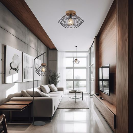 Plafon Antibes Negro Y Madera 1 X 60W E-27