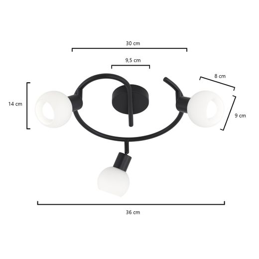 Redondo 3L Opal Negro Mate 3 X 40W E-14