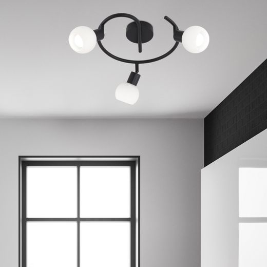 Redondo 3L Opal Negro Mate 3 X 40W E-14