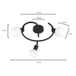 Redondo 3L Opal Negro Mate 3 X 40W E-14