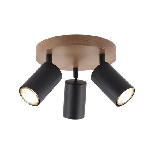 Redondo 3L Pireo Negro-Madera 3 X 50W Gu-10