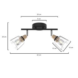Regleta 2L Indigo Negro-Madera 2 X 40W E-14