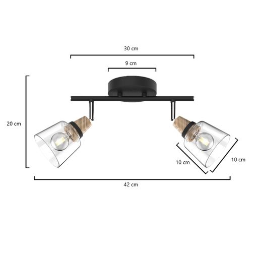 Regleta 2L Indigo Negro-Madera 2 X 40W E-14