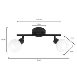 Regleta 2L Opal Negro Mate 2 X 40W E-14