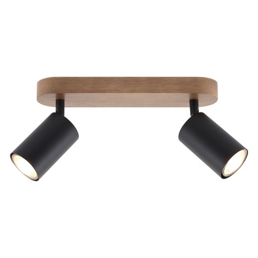 Regleta 2L Pireo Negro-Madera 2 X 50W Gu-10